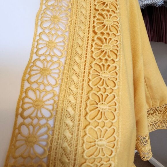 Altar'd State Jovanna Mustard Mini Dress With Tie Belt, Embroidered, L - Picture 5 of 8